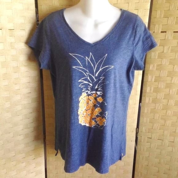 St. John's Bay Tops - Womens St. John's Bay Pineapple T-shirt Size M